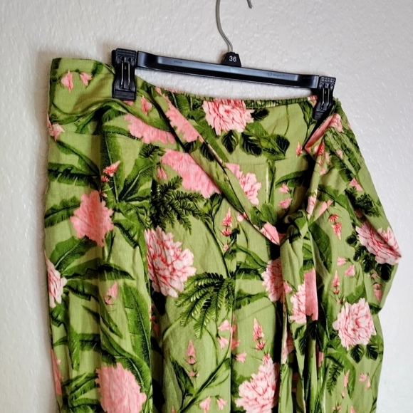 Aquabendita x Target boho peony print linen blend wide leg pants sz XXL - Picture 3 of 8